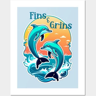 Fins & Grins Dolphins Posters and Art